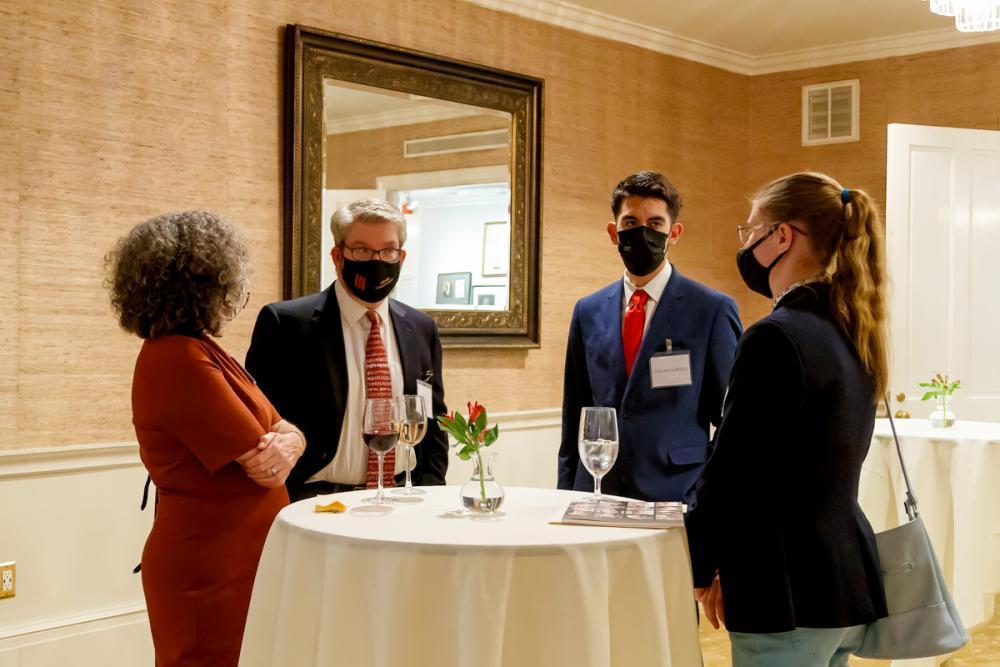 Photo of guests mingling from Friends of Princeton University Library Fall 2021 dinner